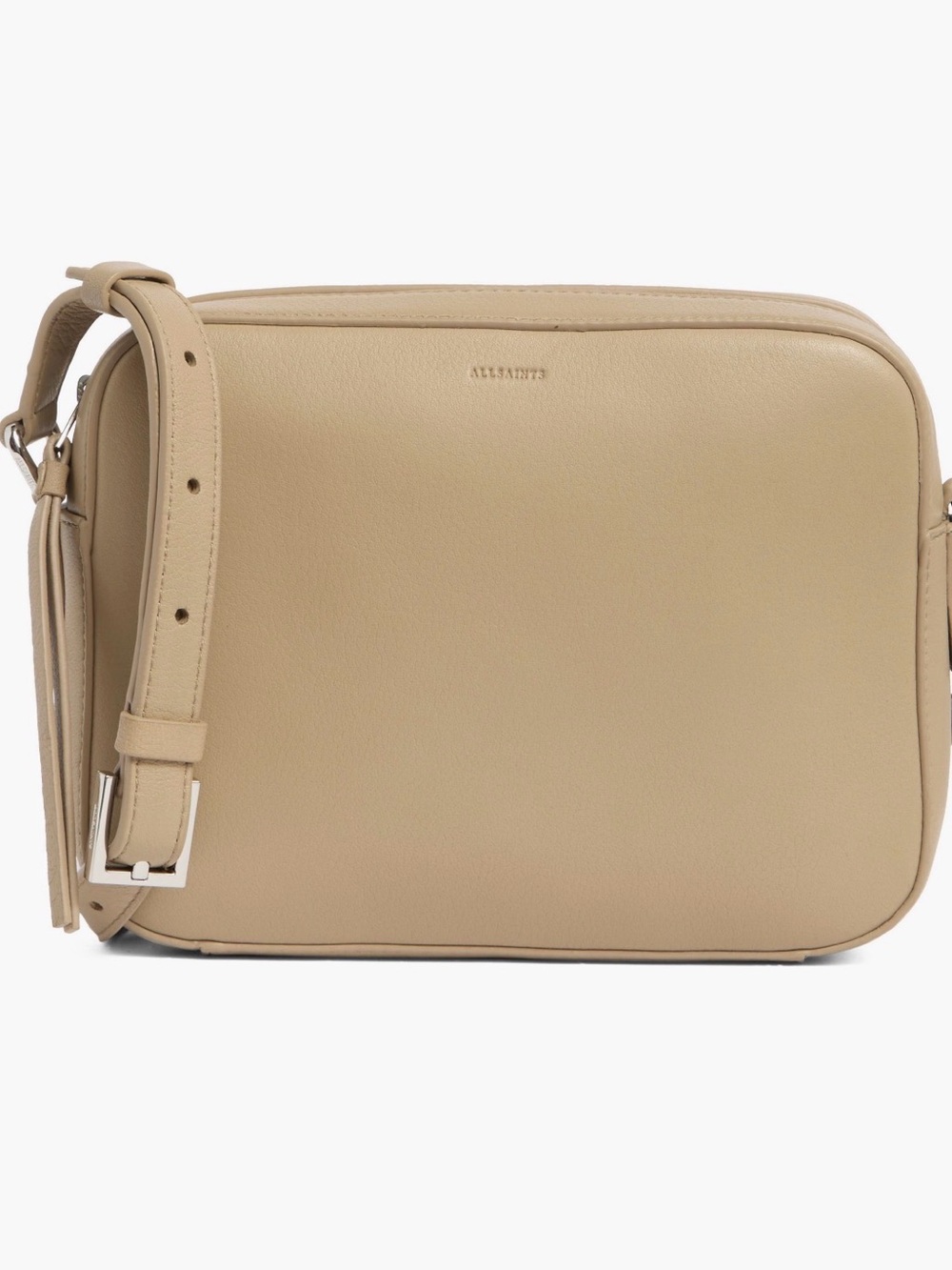 All Saints Beige Leather Crossbody Bag